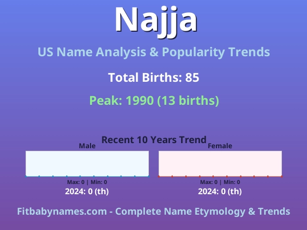 Infographic: Najja name meaning, origin, and popularity trends in the United States (US baby name analysis chart)