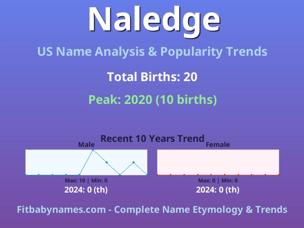 Infographic: Naledge name meaning, origin, and popularity trends in the United States (US baby name analysis chart)