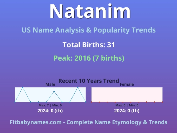 Infographic: Natanim name meaning, origin, and popularity trends in the United States (US baby name analysis chart)