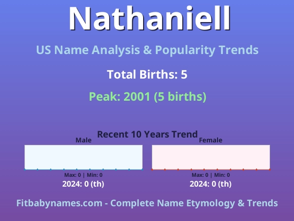 Infographic: Nathaniell name meaning, origin, and popularity trends in the United States (US baby name analysis chart)