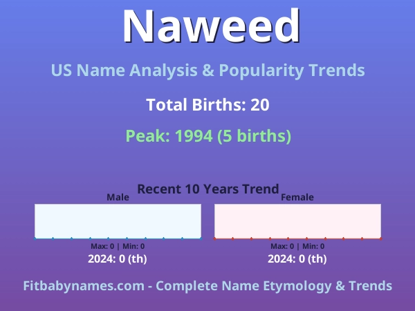 Infographic: Naweed name meaning, origin, and popularity trends in the United States (US baby name analysis chart)
