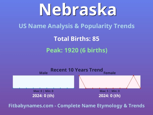 Infographic: Nebraska name meaning, origin, and popularity trends in the United States (US baby name analysis chart)