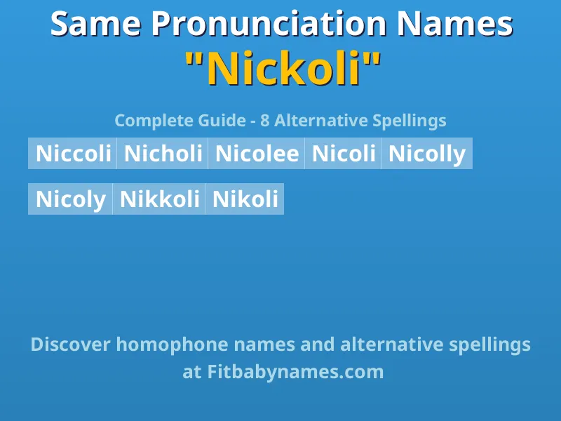 Infographic: Nickoli same pronunciation names, similar names, and homophone names