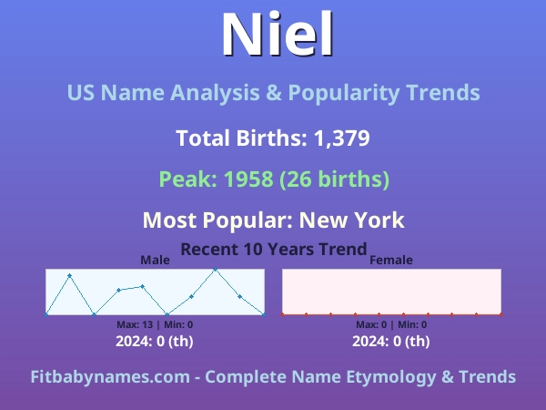 Infographic: Niel name meaning, origin, and popularity trends in the United States (US baby name analysis chart)