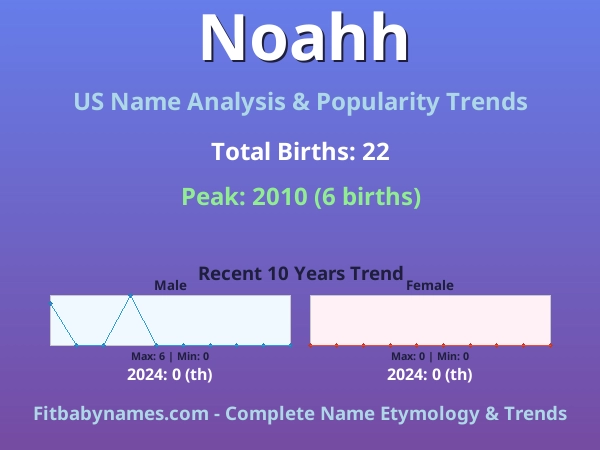 Infographic: Noahh name meaning, origin, and popularity trends in the United States (US baby name analysis chart)