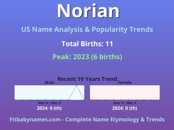 Infographic: Norian name meaning, origin, and popularity trends in the United States (US baby name analysis chart)