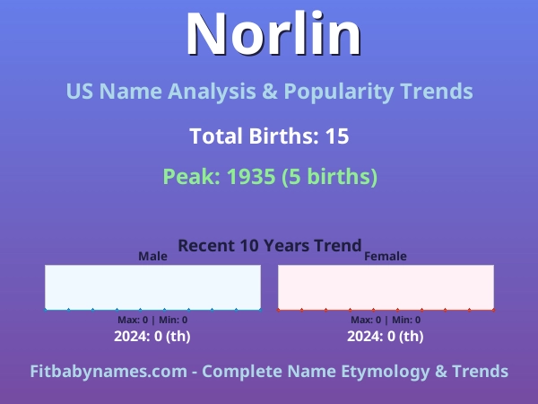 Infographic: Norlin name meaning, origin, and popularity trends in the United States (US baby name analysis chart)