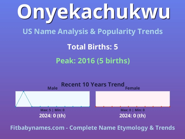 Infographic: Onyekachukwu name meaning, origin, and popularity trends in the United States (US baby name analysis chart)