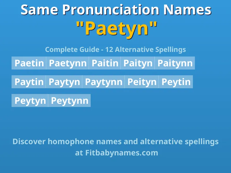 Infographic: Paetyn same pronunciation names, similar names, and homophone names