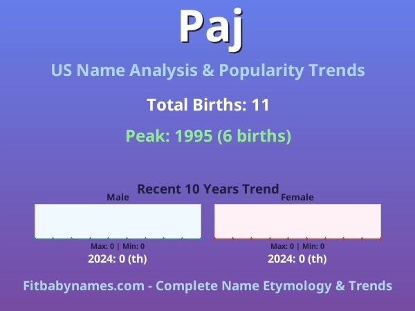Infographic: Paj name meaning, origin, and popularity trends in the United States (US baby name analysis chart)