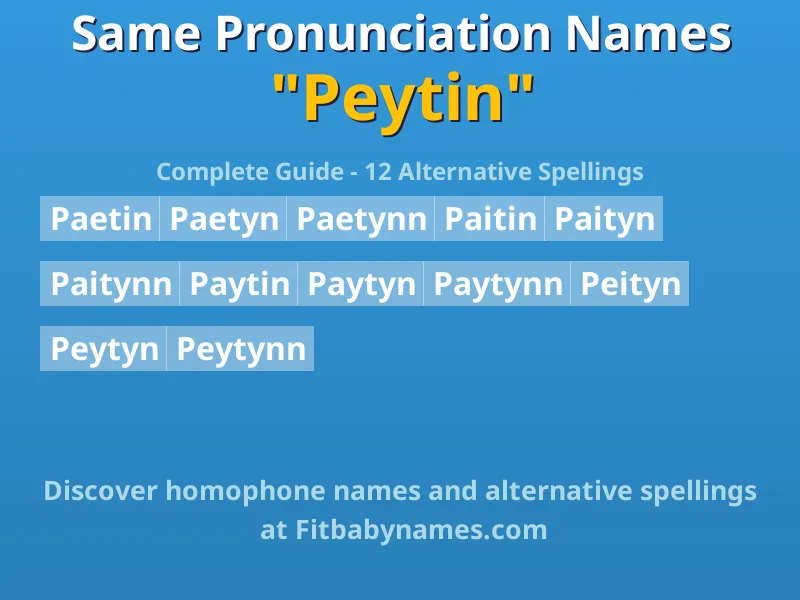 Infographic: Peytin same pronunciation names, similar names, and homophone names