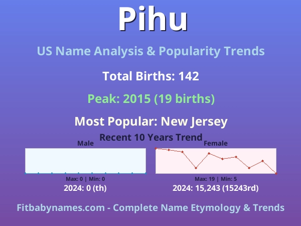 Infographic: Pihu name meaning, origin, and popularity trends in the United States (US baby name analysis chart)