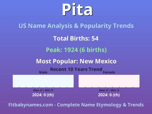 Infographic: Pita name meaning, origin, and popularity trends in the United States (US baby name analysis chart)