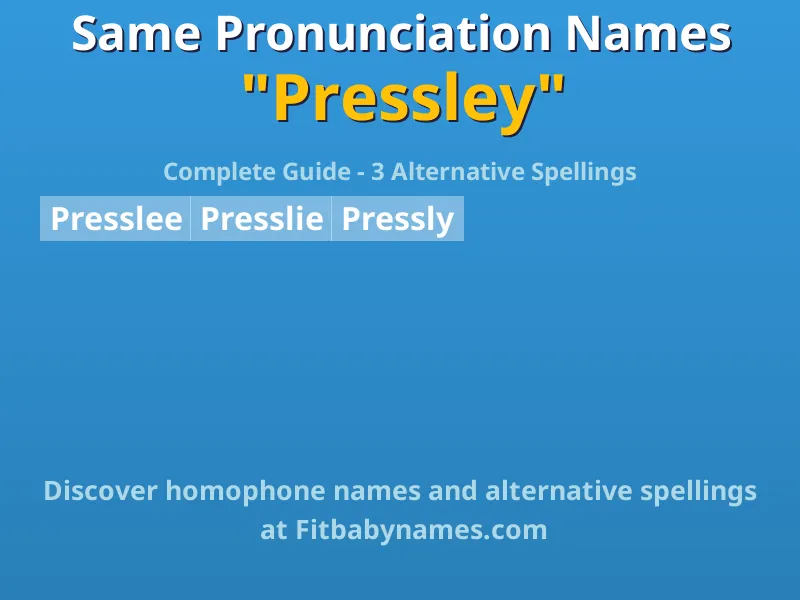 Infographic: Pressley same pronunciation names, similar names, and homophone names