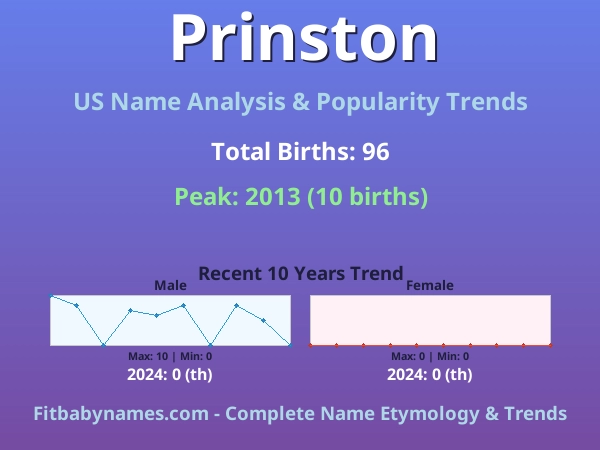 Infographic: Prinston name meaning, origin, and popularity trends in the United States (US baby name analysis chart)