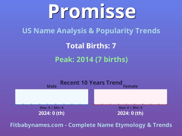 Infographic: Promisse name meaning, origin, and popularity trends in the United States (US baby name analysis chart)