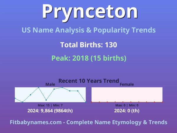Infographic: Prynceton name meaning, origin, and popularity trends in the United States (US baby name analysis chart)