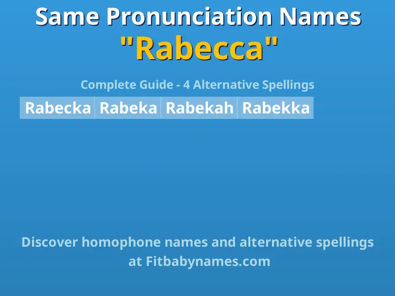 Infographic: Rabecca same pronunciation names, similar names, and homophone names