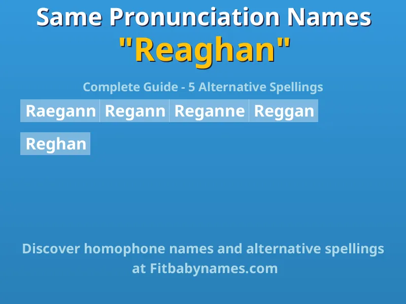 Infographic: Reaghan same pronunciation names, similar names, and homophone names