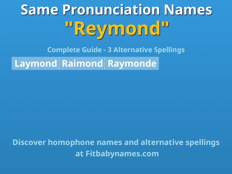 Infographic: Reymond same pronunciation names, similar names, and homophone names