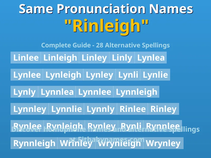 Infographic: Rinleigh same pronunciation names, similar names, and homophone names