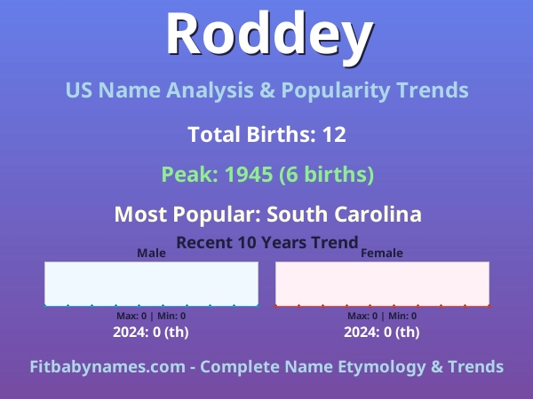 Infographic: Roddey name meaning, origin, and popularity trends in the United States (US baby name analysis chart)