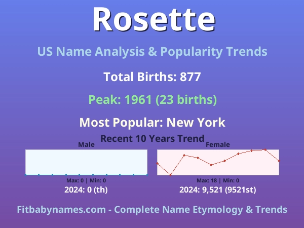 Infographic: Rosette name meaning, origin, and popularity trends in the United States (US baby name analysis chart)