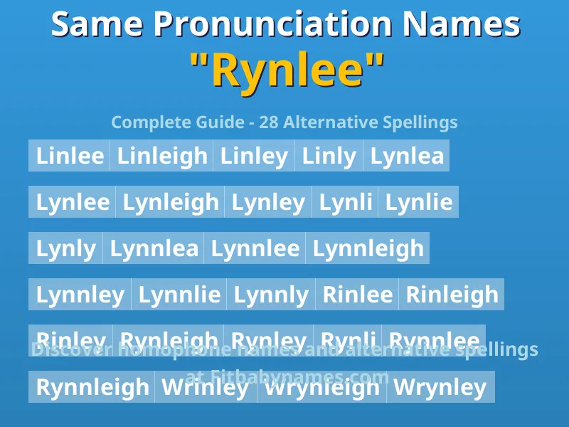 Infographic: Rynlee same pronunciation names, similar names, and homophone names