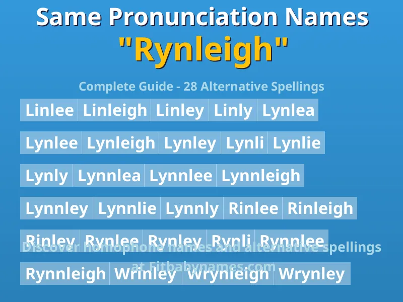 Infographic: Rynleigh same pronunciation names, similar names, and homophone names