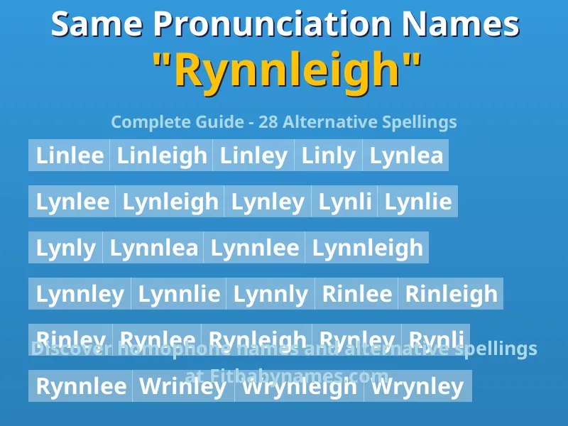 Infographic: Rynnleigh same pronunciation names, similar names, and homophone names