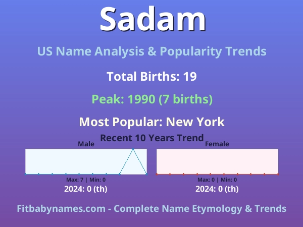 Infographic: Sadam name meaning, origin, and popularity trends in the United States (US baby name analysis chart)