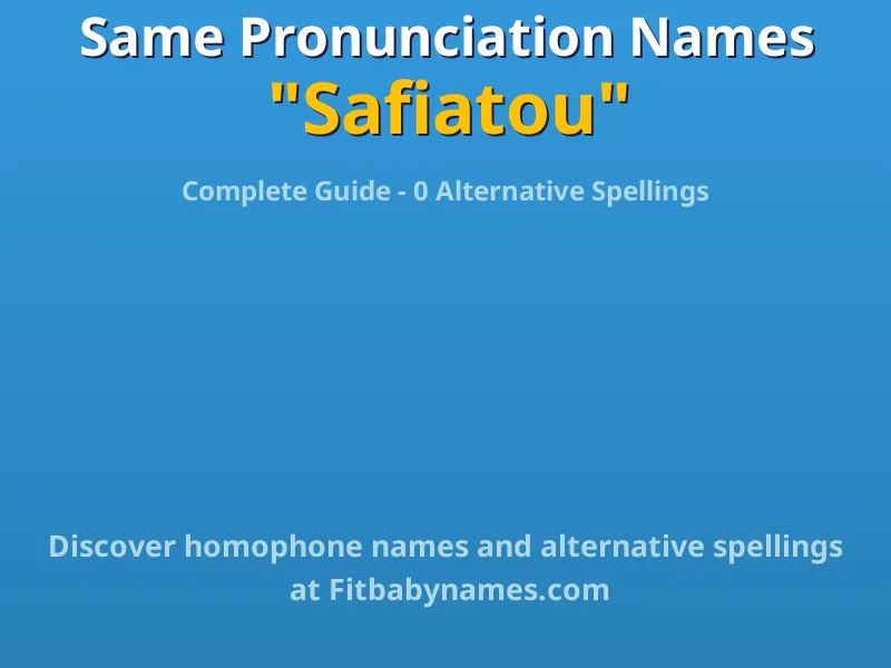 Infographic: Safiatou same pronunciation names, similar names, and homophone names