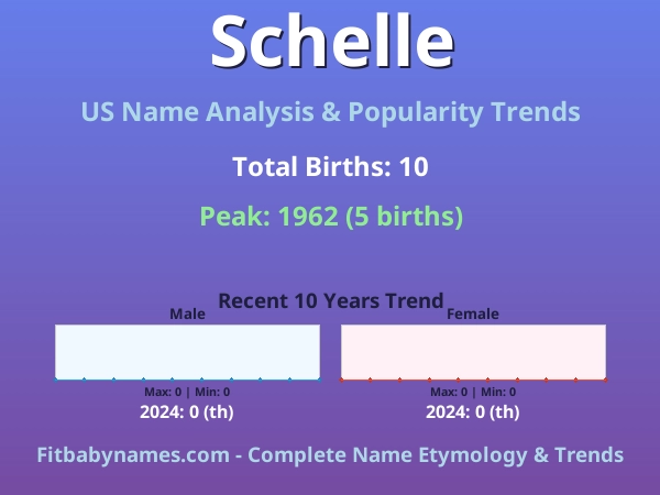 Infographic: Schelle name meaning, origin, and popularity trends in the United States (US baby name analysis chart)