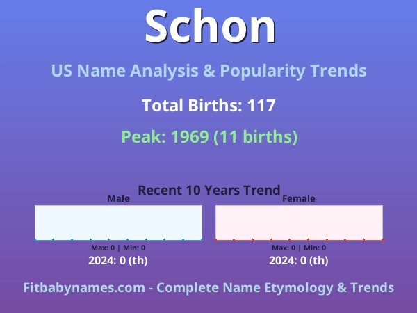 Infographic: Schon name meaning, origin, and popularity trends in the United States (US baby name analysis chart)