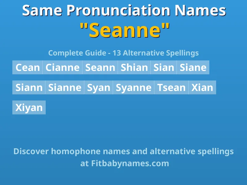 Infographic: Seanne same pronunciation names, similar names, and homophone names