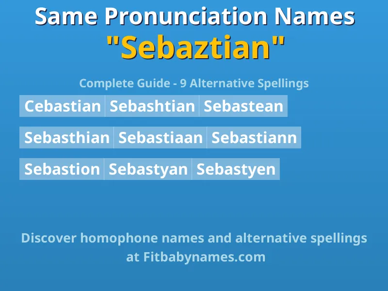 Infographic: Sebaztian same pronunciation names, similar names, and homophone names