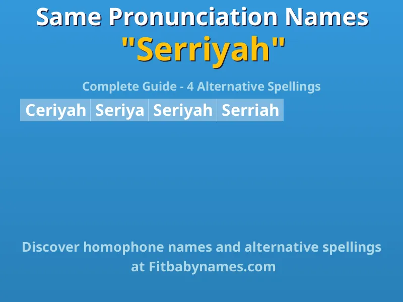 Infographic: Serriyah same pronunciation names, similar names, and homophone names