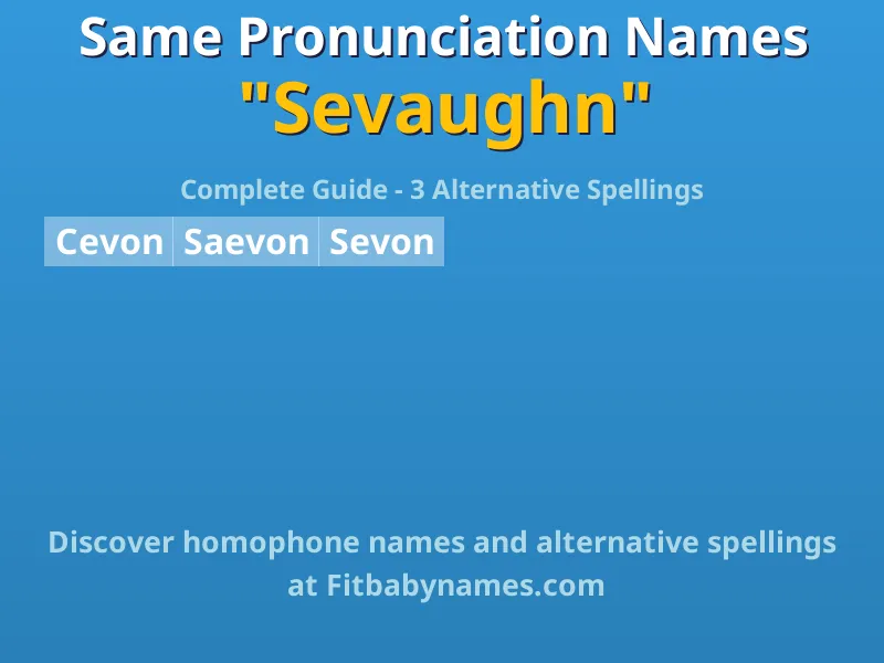 Infographic: Sevaughn same pronunciation names, similar names, and homophone names