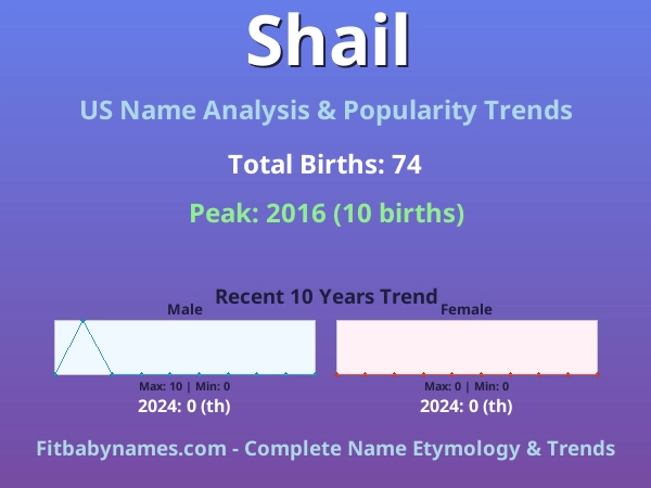 Infographic: Shail name meaning, origin, and popularity trends in the United States (US baby name analysis chart)