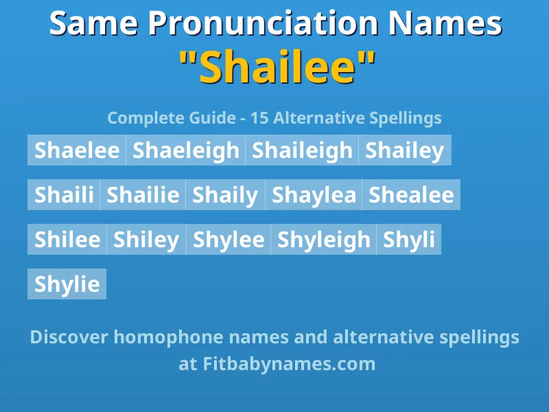 Infographic: Shailee same pronunciation names, similar names, and homophone names