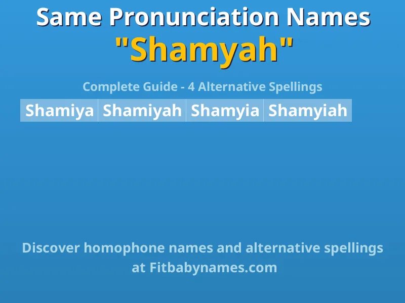 Infographic: Shamyah same pronunciation names, similar names, and homophone names
