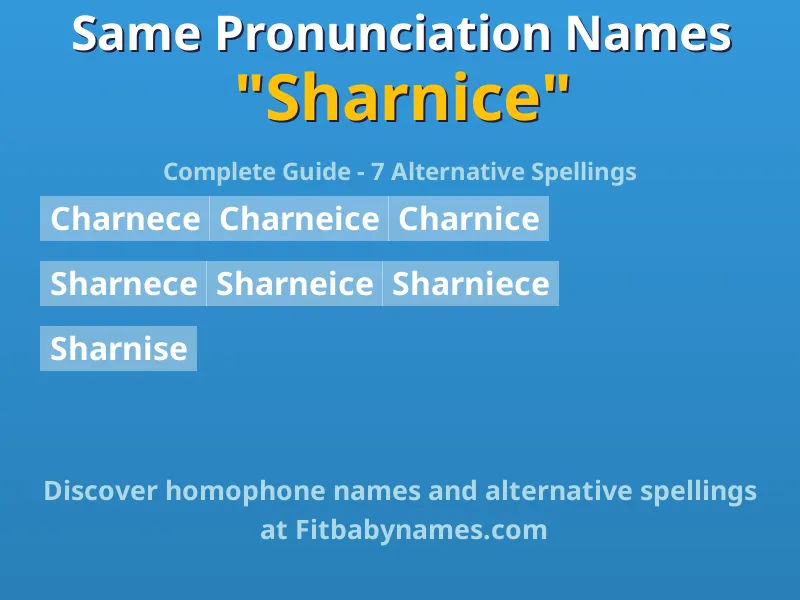 Infographic: Sharnice same pronunciation names, similar names, and homophone names