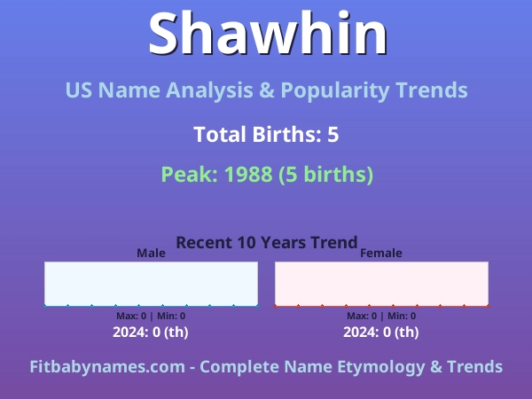 Infographic: Shawhin name meaning, origin, and popularity trends in the United States (US baby name analysis chart)