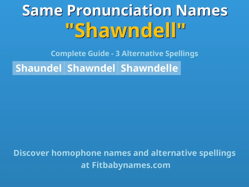 Infographic: Shawndell same pronunciation names, similar names, and homophone names