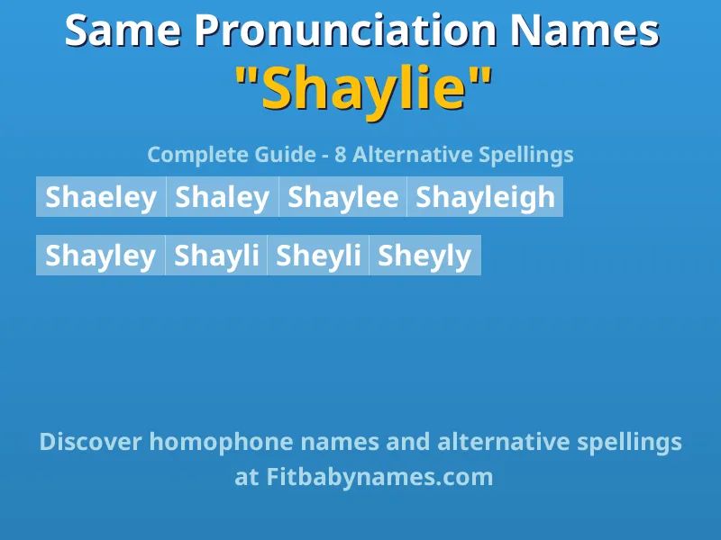 Infographic: Shaylie same pronunciation names, similar names, and homophone names