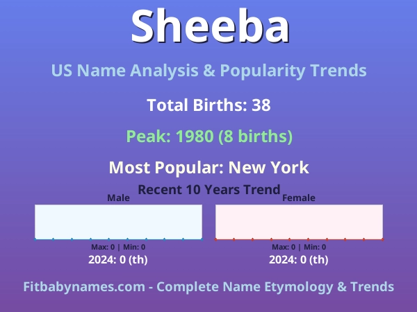 Infographic: Sheeba name meaning, origin, and popularity trends in the United States (US baby name analysis chart)