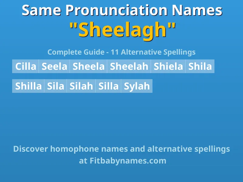 Infographic: Sheelagh same pronunciation names, similar names, and homophone names