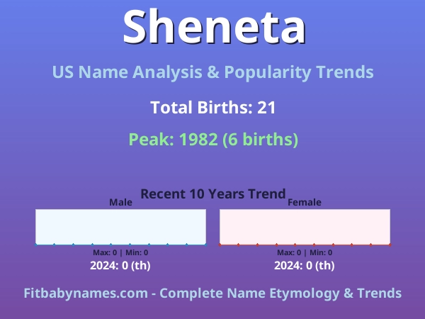 Infographic: Sheneta name meaning, origin, and popularity trends in the United States (US baby name analysis chart)