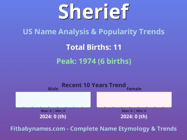 Infographic: Sherief name meaning, origin, and popularity trends in the United States (US baby name analysis chart)