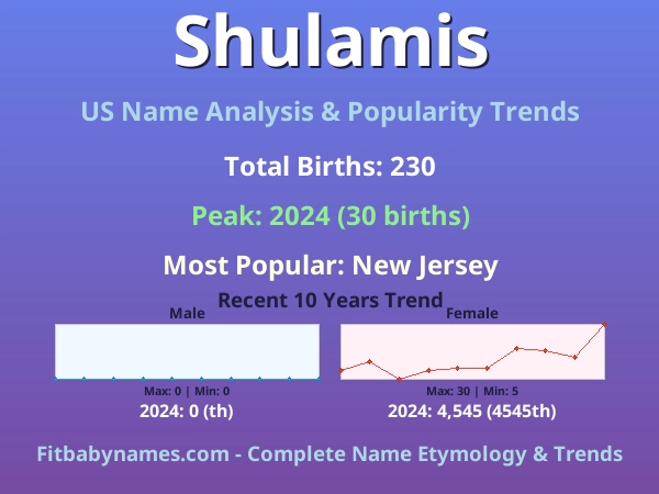Infographic: Shulamis name meaning, origin, and popularity trends in the United States (US baby name analysis chart)
